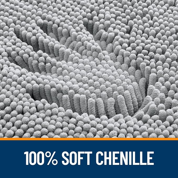 OLANLY Large Bathroom Rugs 47x32, Extra Soft Absorbent Chenille Bath Rugs | Light Grey, Quick-Drying Rubber Backing, Machine Washable Bath Mat for Bathroom Floor, Tub and Shower, Home Decor Accessories