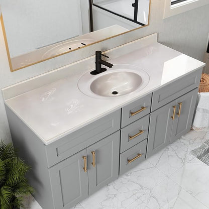 Design House Single Sink Vanity Top, 61", Ivory | With Backsplash, , Countertop, Classic, Cultured Marble, Bath, 597419