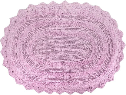 DII Crochet Collection Reversible Bath Mat, Small Oval, 17x24, Mauve