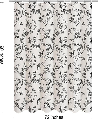 MitoVilla Extra Long Cotton Floral Shower Curtain for Bathroom,72 x 90 | Extra Long BoHo Cottagecore Spring Shower Curtains, Modern Farmhouse Country Plant Leaves Bathroom Décor, 72 x 90