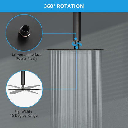 Lordear Rain Shower Heads High Pressure, Rainfall Showerhead for Bathroom Fixed Mount, 10 Inch Large Square High Flow Shower Head (Oil Rubbed Bronze)
