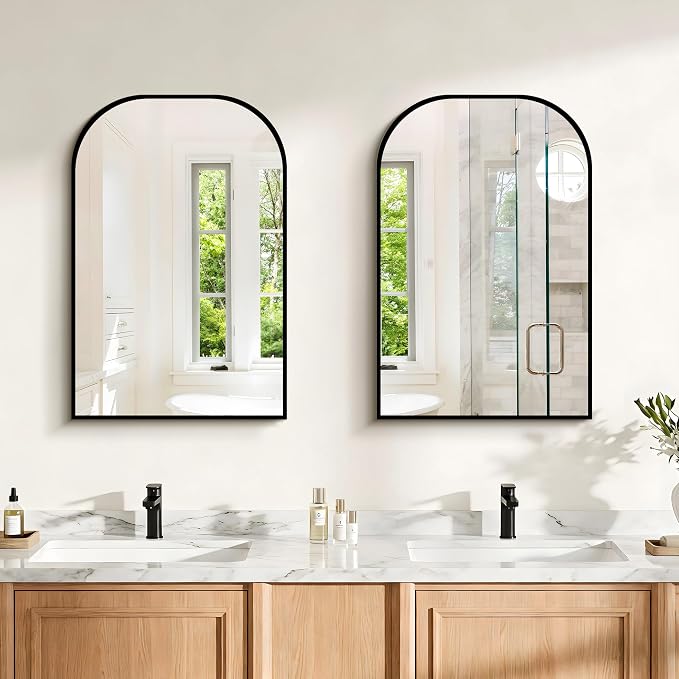 COFENY Bathroom Mirror, 20x30 inch Black Rectangle Wall Mounted Mirror with Thin Frame, Bathroom Vanity Mirrors for Over Sink, Entryway, Living Room, Bedroom