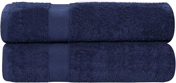 Superior 2-Piece Cotton Bath Sheet Set, Large Towels for Body, Quick Dry, Bathroom Essentials, Guest/Master Bath, Shower, Home Accessories, Apartment, Airbnb, Franklin Collection, Blue