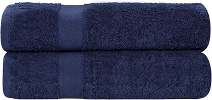 Superior 2-Piece Cotton Bath Sheet Set, Large Towels for Body, Quick Dry, Bathroom Essentials, Guest/Master Bath, Shower, Home Accessories, Apartment, Airbnb, Franklin Collection, Blue
