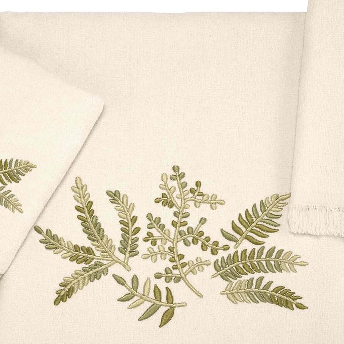 Avanti Linens - Bathroom Towel Set, 100% Soft and Absorbent Cotton Hand, Fingertip & Bath Towel, Nature-Inspired Home Decor, Set of 3 (Greenwood)