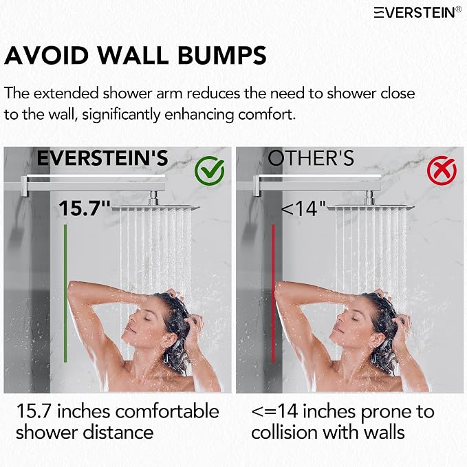 10" High-Pressure Rainfall Shower System with Handheld Spray, Wall Mount Bathroom Shower Faucet Set with Valve (Polished Chrome)