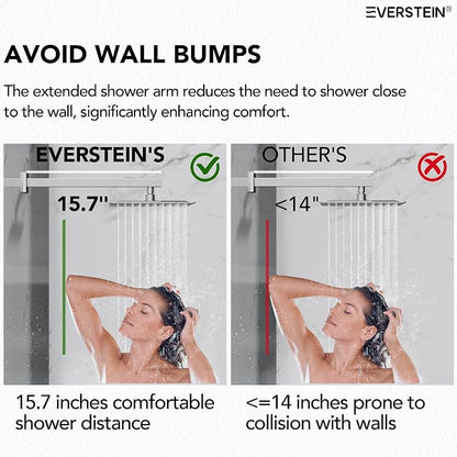 10" High-Pressure Rainfall Shower System with Handheld Spray, Wall Mount Bathroom Shower Faucet Set with Valve (Polished Chrome)