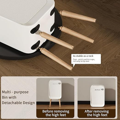 MRBIN Motion Sensor Trash Can Bathroom with Butterfly Lid and Leg, 5.5 Gal / 20 L Tall Automatic Touchless Electric Smart Waste Basket, Toilet Covered Garbage Dustbin for Bedroom, Cream White