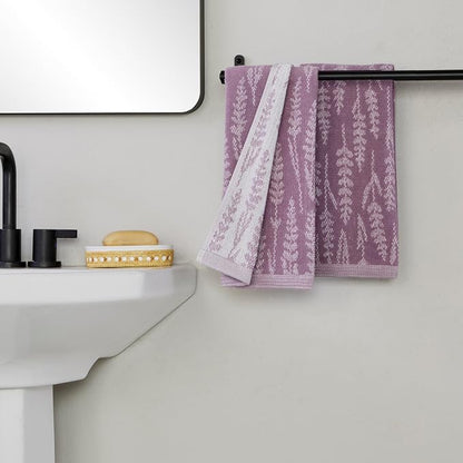 SKL Home Lavender Silhouette Hand Towel Set-2pc, Reversible, Purple | 100% Turkish Cotton. Soft & absorbent jacquard. For use in the bathroom, kitchen or bar & makes a great gift.