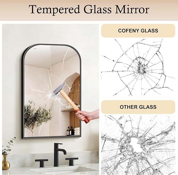 COFENY Bathroom Mirror, 20x30 inch Black Rectangle Wall Mounted Mirror with Thin Frame, Bathroom Vanity Mirrors for Over Sink, Entryway, Living Room, Bedroom