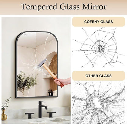 COFENY Bathroom Mirror, 20x30 inch Black Rectangle Wall Mounted Mirror with Thin Frame, Bathroom Vanity Mirrors for Over Sink, Entryway, Living Room, Bedroom