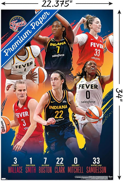 Trends International WNBA Indiana Fever -Team 24 Wall Poster, 34L x 22.4W, Premium Poster & Clip Bundle