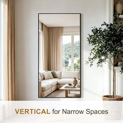 Rectangular Bathroom Mirror, 60"x30" Black Metal Framed Vanity Mirror | HD Shatterproof Wall Mirror, Horizontal or Vertical Hanging, Easy Installation for Bathroom, Bedroom, Living Room, Entryway