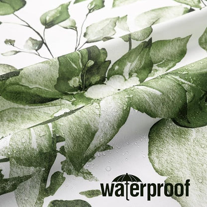 Olive Green Eucalyptus Shower Curtain, Floral Print, 54x72 | Watercolor Plant Leaves Floral Print, Stall Waterproof Fabric Bathroom Decor, Machine Washable, Rustproof Grommets