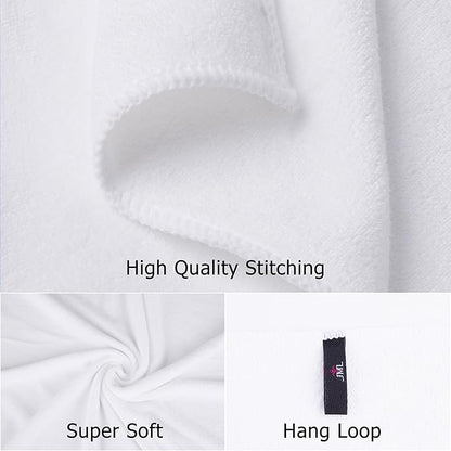 JML Microfiber Bath Towels Set, 6 Pack, 27" x 55", White | Hanging Loop, Absorbent, Soft, Fast Drying, Lint free, Fade Resistant, Multipurpose for Adult, Beach, Pool, Sport, Yoga
