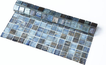 Mesh-Mounted Glass Mosaic Tile Backsplash, 12” x 12” Mixed Blue Wall Glass Backsplash Tile for Kitchen Bathroom Swimming Pool (8 Sheets, 8 sq.ft)