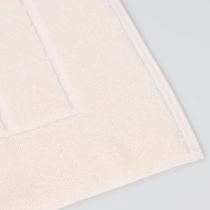 Superior 100% Cotton Bathmat Set, Bath Mats, Bathroom Decor, Shower, Bathtub Essentials, Home Accessories, Small Washable Rug, No Backing, Heavyweight, Nora Collection, Set of 2, 22" x 35", Cream