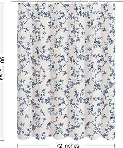 MitoVilla Extra Long Cotton Floral Shower Curtain for Bathroom,72 x 90 | Extra Long BoHo Cottagecore Spring Shower Curtains, Modern Farmhouse Country Plant Leaves Bathroom Décor, 72 x 90