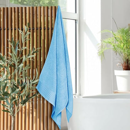 GLAMBURG Ultra Soft 4 Pack Oversized Bath Towel Set 27x54 inches, 100% Cotton Bath Towels, Highly Absorbant Compact Quickdry & Lightweight Towel, Ideal for Gym Travel Camp Pool - Sky Blue