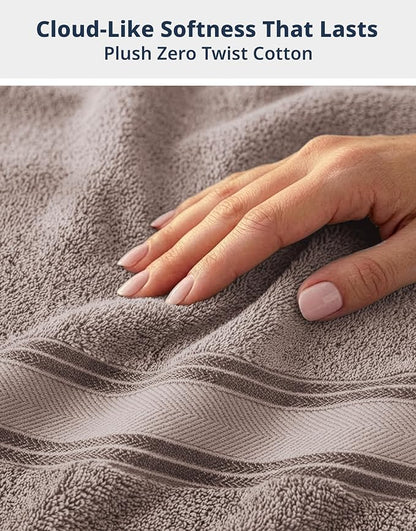 LANE LINEN Towel Set 4 Piece Soft Absorbent Quick Dry - Platinum | Oeko-Tex Bath Towels - Terry Weave Comfort, Long-Lasting Comfort, Hotel-Style Look, Gets Softer With Every Wash
