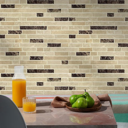 STICKGOO Thicker Peel and Stick Backsplash Tile for Kitchen and Bathroom | 10 Sheets of 12”×12” - 3D Vinyl Self Adhesive Wall Tiles Stick on Backsplash for Kitchen & Bathroom(Reddish Brown)