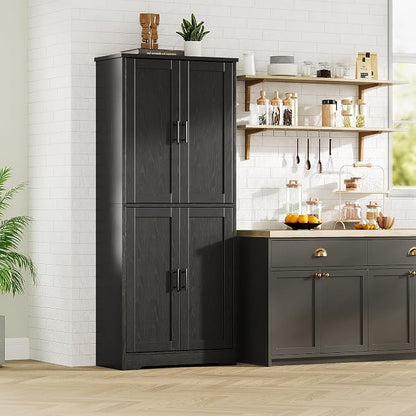 Garvee Kitchen Pantry Cabinet, 70 Inch Tall Storage Cabinet | with Doors and Adjustable Shelves, Freestanding Wooden Classic Cupboard for Living Room, Dining Room, Bathroom