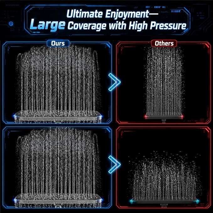 Veken 14" Luxurious Shower Head with Handheld,Full Body Coverage,Power Wash | Magnetic Hand Held,Dual Rain Shower Heads Combo,Large Rainfall,Double Detachable Showerhead,Ducha Para Shower,Chrome,Sliver