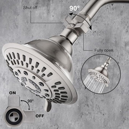 BRIGHT SHOWERS Water Flow Control Valve, Brass Shower Valve with Handle Lever, Flow Regulator Water-Saver Volume, Brushed Nickel