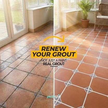 Premixed Tile Grout Repair - White 2-Pack (17.6oz/500g) | Acrylic sanded formula, for bathroom shower kitchen tile, water-resistant, 24-hour cure, 58 sq ft, value 2-pack
