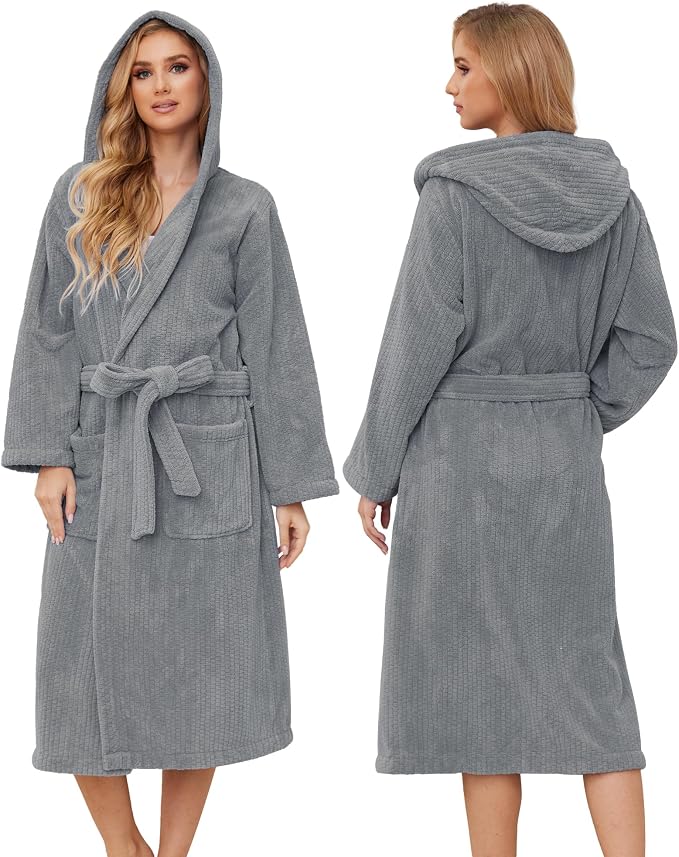 PJGGZ Hooded Bathrobes for Women, Soft Long Towel Robes for Women - Quick Dry yet Warm