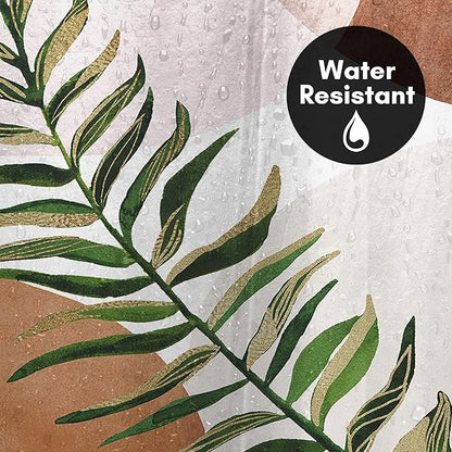 Americanflat 71x74 Boho Shower Curtain - Water-Resistant Long Shower Curtain with Durable Metal Grommets and 12 Hooks - 100% Polyester - Terracotta, Forest Green, Olive Green, Cream and Soft Pink