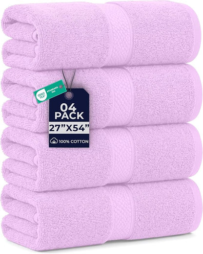 DAN RIVER 600 GSM Cotton Large Bath Towels Set of 4, 27 x 54 Inches | Larger & Lighter Weight Towels for Bathroom - Highly Absorbent & Quick Dry 100% Cotton Bath Towel Set for Home, Spa & Hotel