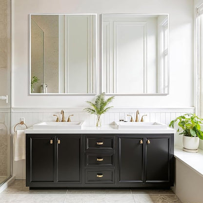 FICTOR Bathroom Vanity Mirror for Over Sink, 30" x 36", Silver | Anti-Rust Frame, Shatterproof Tempered Glass, Vertical/Horizontal Wall Mounted Mirror for Bedroom, Entryway, Living Room