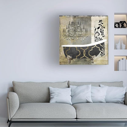 Wrapped Canvas Wall Art - Color Bakery 'Paris Bath II' Wall Art for Living Room, Bedroom, or Office Décor - 14x14