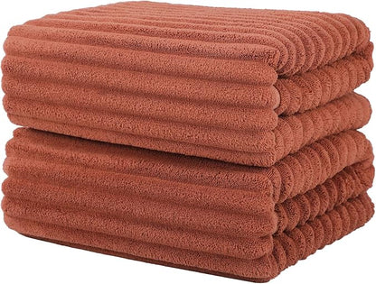 Luxury 2-Piece Quick-Dry Bath Towel Set 27.5X 55 Inches – Ultra Soft Microfiber for Bathroom, Bar, Pool, Gym & Travel – Elegant Twill Design