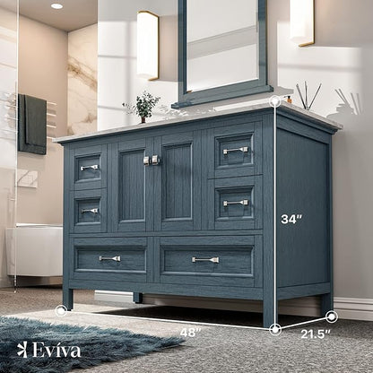 Eviva Britney 48 Inch Single Sink Transitional Ash Blue Bathroom Vanity