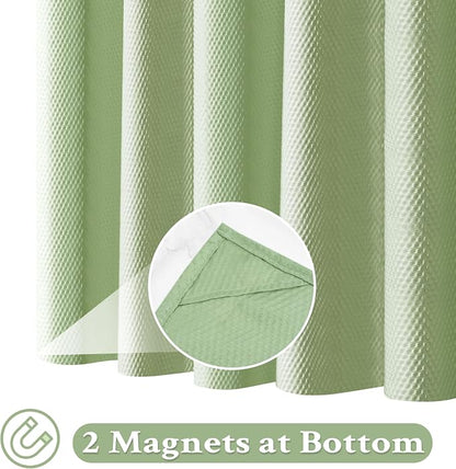 Tititex Solid Sage Green Cloth Fabric Shower Curtain Liner with 2 Magnets - Texture Soft Hotel Quality Waterproof Shower Liner, Light-Weight & Machine Washable 72x78 inch