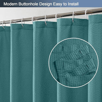 Turquoise Shower Curtain for Bathroom 84 Inches Extra Long, Elegant 3D Embossed Textured Cloth Waffle Shower Curtain, Modern Luxury Hotel Style, Water Repellent, Machine Washable, 72X84