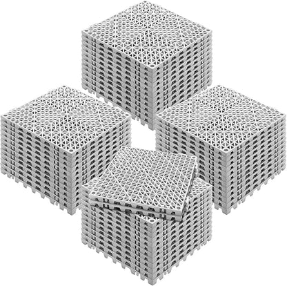 VEVOR Modular Interlocking Cushion, 50 Pack 12" x 12" Splicing Drainage Mats, Soft PVC Interlocking Drainage Floor Tiles, Non-Slip Drainage Holes for Restroom, Bathroom, Kitchen, Pool, Wet Areas, Gray