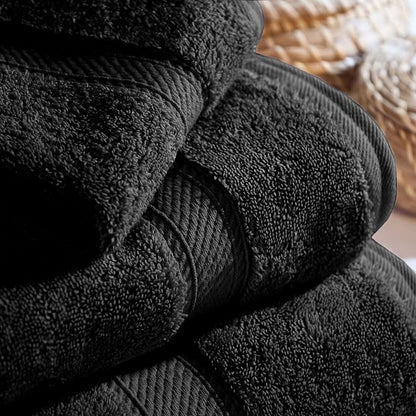Superior Egyptian Cotton Ultra Plush & Absorbent, 3 Piece Set, Black | Quick Dry, Soft Luxury Towel Set, Bath Essentials, Guest Bath, Spa, 1 Bath, 1 Hand, 1 Face Towels, Madeline Towels