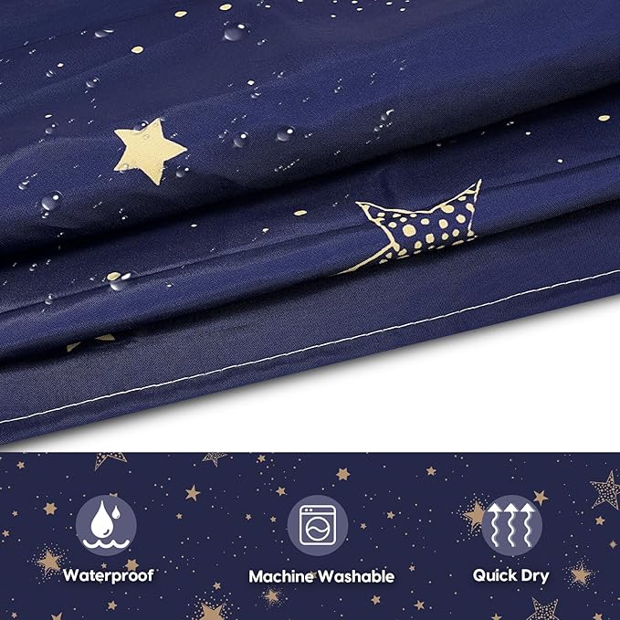 Amaredom Star Shower Curtain, Celestial Shower Curtain for Bathroom, Waterproof Fabric Shower Curtain Set, Bathroom Decoration with 12 Hooks 72x72 Inches