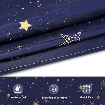 Amaredom Star Shower Curtain, Celestial Shower Curtain for Bathroom, Waterproof Fabric Shower Curtain Set, Bathroom Decoration with 12 Hooks 72x72 Inches
