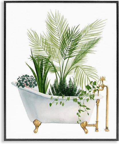 Vintage Tub Botanical, 11 x 14 Inch Framed Giclée Print | Stupell Industries · By Grace Popp · Ready to hang · Great for bathroom or laundry room · Made in USA