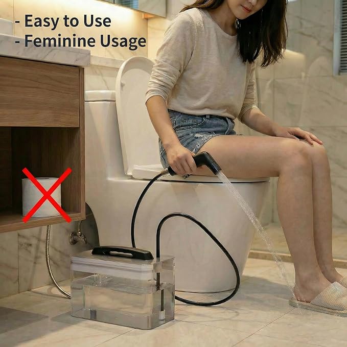 Portable Bidet – USB-C Rechargeable Electric Bidet Sprayer | 2.3L Tank | Up to 80 Uses Per Charge | Camping, Postpartum & Travel Hygiene | Stay Fresh Where Ever Life Takes You With JUNARIS Bidet