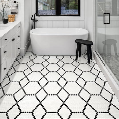 MSI White and Black 12 in.x 12 in. Hive Pattern Matte Porcelain Mosaic Tile for Kitchen Backsplash, Bathroom Wall, Shower, and Floor