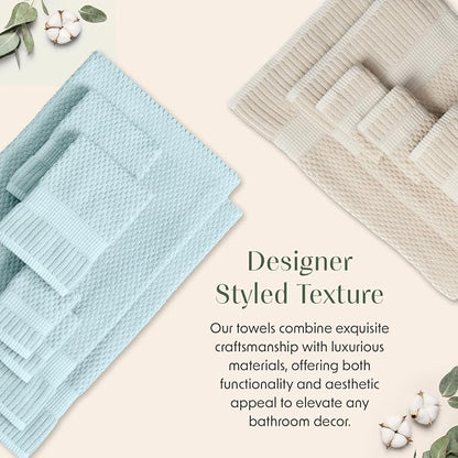 100% Cotton 6 Piece Bath Towel Set | Beige Towels | Oeko‑TEX Standard 100 | Soft & Absorbent, Quick‑Dry | Trinity Collection - Sand