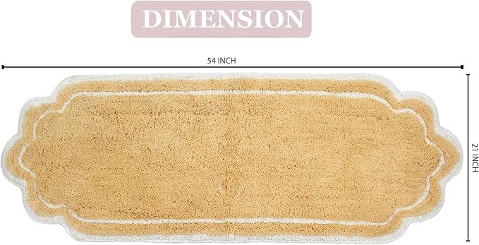 Home Weavers Allure Collection 100% Cotton Tufted Bathroom Rug, Soft and Absorbent Bath Rugs, Non-Slip Bath Carpet, Machine Wash Dry Bath Mats for Bathroom Floor, 21"x54" Runner, Yellow
