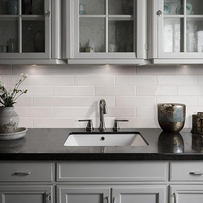 M S International Renzo Dove Glossy Ceramic Subway Tile for Bathroom, Kitchen Backsplash, Accent Wall, and Shower