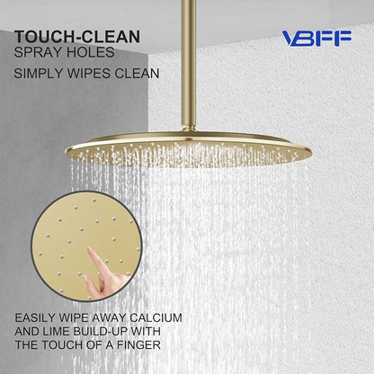 VBFF-Shower Head,rain shower head, 16 inch- Round Shower Head, 1.8 GPM Flow Rate, rainfall showerhead,VBFF14 (Brushed Gold)