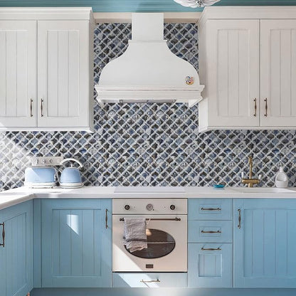 STICKGOO Arabesque Peel and Stick Backsplash, 12”X12” Backsplash Tile for Kitchen Peel and Stick, Self Adhesive Wall Tile Stick on Tiles (Thicker Design, Faux Blue Agate)
